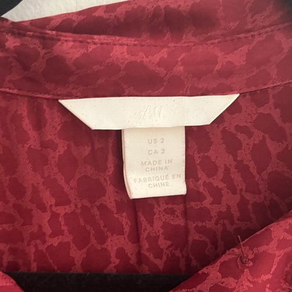 H&M Pink Leopard Print Button-Down Blouse, 2 - Picture 3 of 4